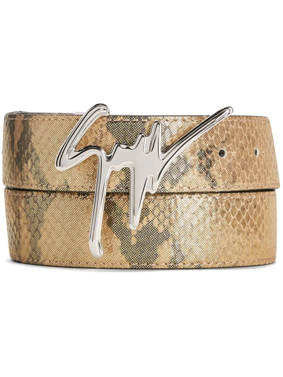 Giuseppe Zanotti Giuseppe Snakeskin-effect Belt In Gold