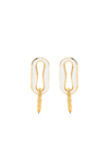 Off-white Enamel Drop Earrings In Gold