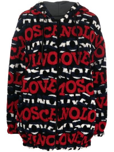 Love Moschino Logo印花人造皮毛一体夹克 In Multicolor