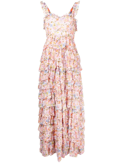 Loveshackfancy Floral-print Tiered Dress In Pink