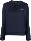 Apc Logo Cotton Jersey Sweatshirt Hoodie In Blau