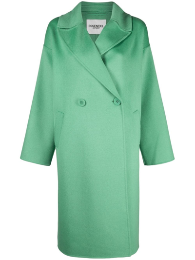 Essentiel Antwerp Antwerp Cylo Double Breasted Wool Coat - Mint Tulip In Grün