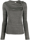 Isabel Marant Étoile Ruched-neck Knitted Top In Grau