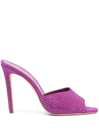 Paris Texas Holly Crystal-embellished Suede Heeled Mules In Pink Ruby