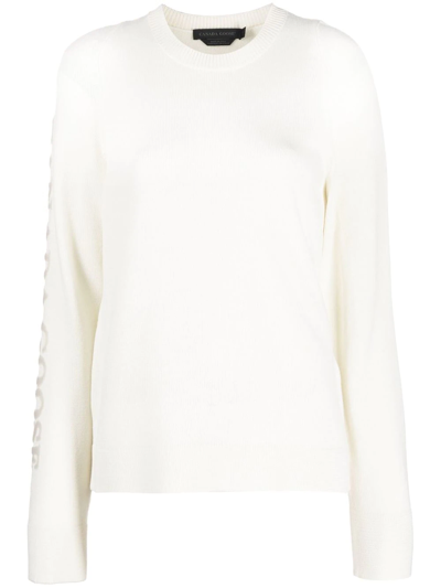 Canada Goose Ivory-coloured Wool Sweater With Logo On Sleeve In White