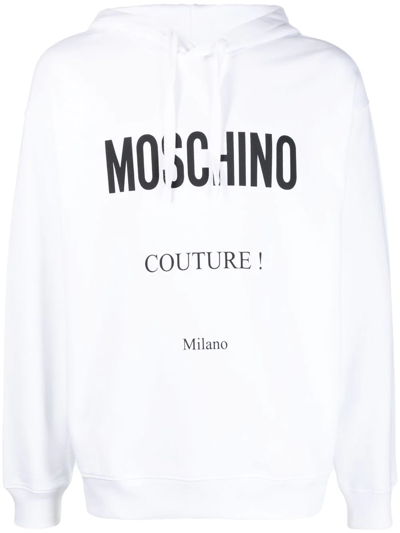 Moschino Logo-print Cotton Hoodie In White