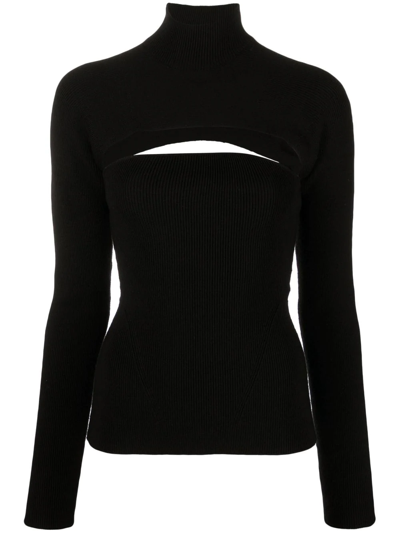 Tom Ford Cut-out Virgin Wool-blend Jumper In Black