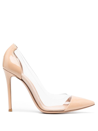 Gianvito Rossi 105mm Plexi Patent Leather Pumps In Neutral