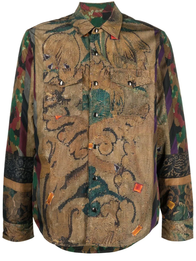Pierre-louis Mascia Multi-print Shirt Jacket In Grün