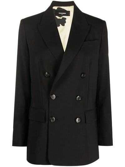 Dsquared2 Double-breasted Virgin-wool Blazer In Black