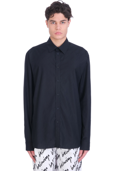 Balenciaga Shirt In Black Cotton In Navy