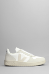 VEJA V-10 SNEAKERS IN BEIGE SUEDE AND FABRIC