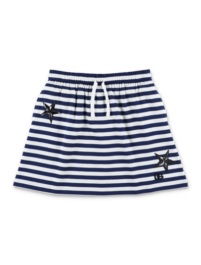 Dolce & Gabbana Kids' Striped Mini Skirt In Blue White