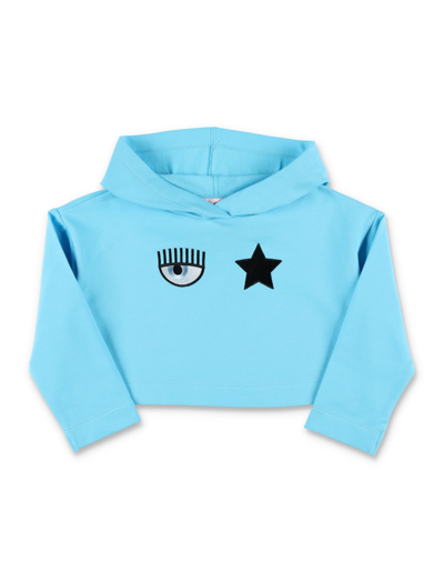 Chiara Ferragni Kids' Eyestar Cropped Sweatshirt In Bachelor Button