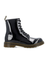 DR. MARTENS' PATENT LEATHER LACE-UP BOOTS
