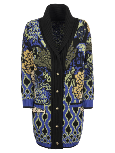 ETRO LONG CARDIGAN WITH FLORAL MOTIFS