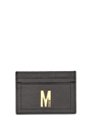 MOSCHINO CARD HOLDER WITH GOLD PLAQUE