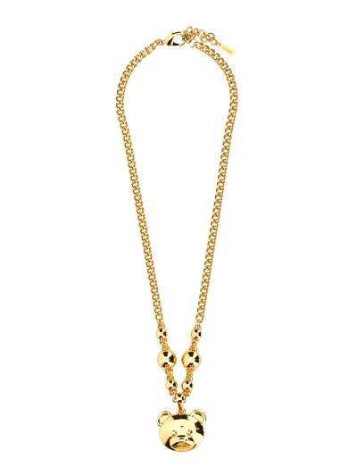 Moschino Teddy Pendant Necklace In Gold