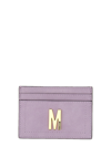 Moschino Card Holder With Gold Plaque In Lilla