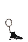 BALENCIAGA SPEDD KEYRING KEYS HOLDER IN BLACK SYNTHETIC FIBERS