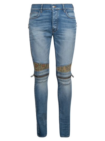 Amiri Paisley-patch Skinny Jeans In Indigo