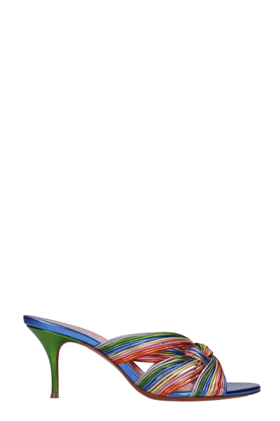 Christian Louboutin Multitaski 70 Slipper-mule In Multicolor Leather In Blue