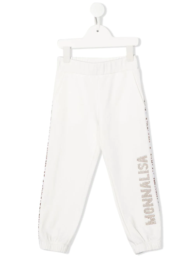 Monnalisa Kids' Leopard-print Track Pants In White