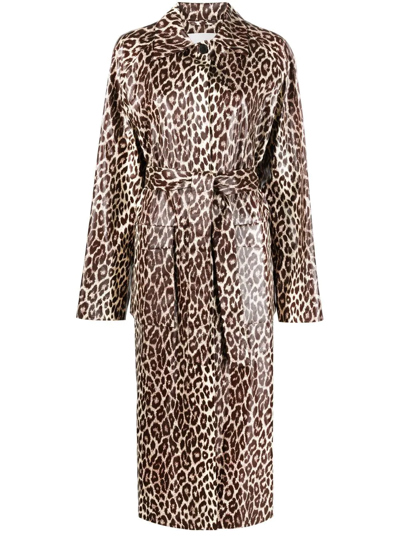 Jil Sander Brown Leopard-print Belted Coat