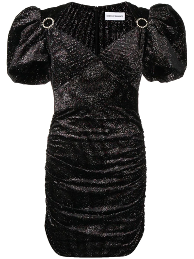 Rebecca Vallance Moon River Puff-sleeve Mini Dress In Black