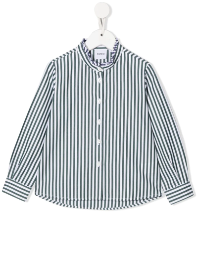 Aspesi Kids' Striped Long-sleeve Shirt In Multicolour