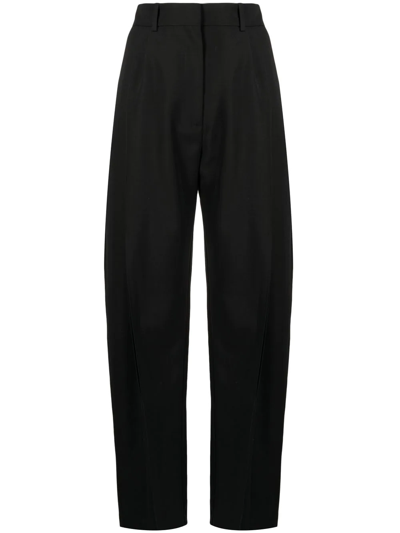 A.w.a.k.e. High-waisted Slit Tapered Trousers In Black