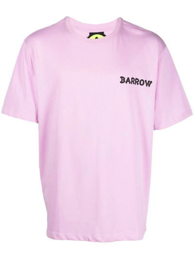 Barrow Cotton T-shirt With Logo And Smile In Pink