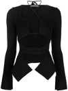 ANDREÄDAMO RIBBED-KNIT CUT-OUT DETAIL TOP