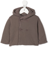 Teddy & Minou Double-breasted Hooded Jacket In Brown