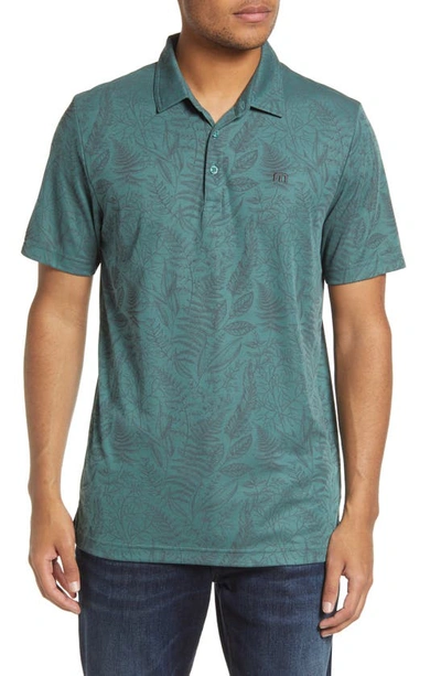 Travismathew Hidden Falls Leaf Pima Cotton Blend Polo In Silver Pine