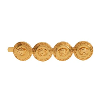 Versace Medusa Hair Pin In Tribute Gold