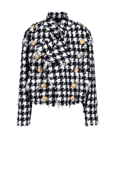 Balmain White & Black Double-breasted Jacket In Multi