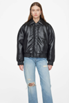 Anine Bing Zora Logo-embossed Faux-leather Jacket In Black