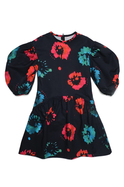 Marni Girls' Printed Cotton Blend Dress - Little Kid, Big Kid In Black