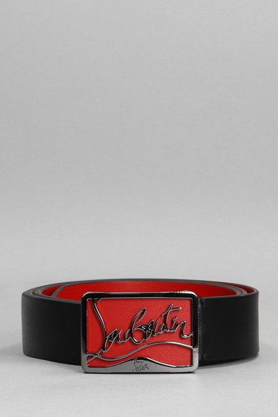 Christian Louboutin Men's Ricky Leather Belt W/ Brass Logo Buckle In Black
