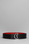 Christian Louboutin Mens Black/loubi/silver Cl Logo-buckle Leather Belt In Black