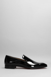 CHRISTIAN LOUBOUTIN DANDELIUON FLAT LOAFERS IN BLACK PATENT LEATHER