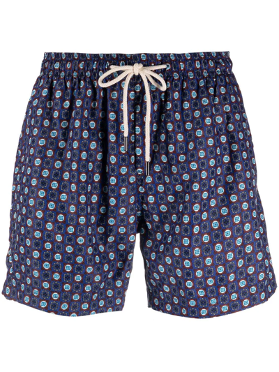 Peninsula Swimwear Geometric-pattern Swim Shorts In Blue