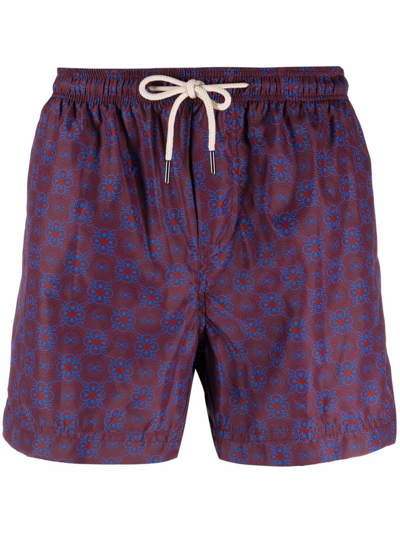 Peninsula Swimwear Geometric-pattern Swim Shorts In Red