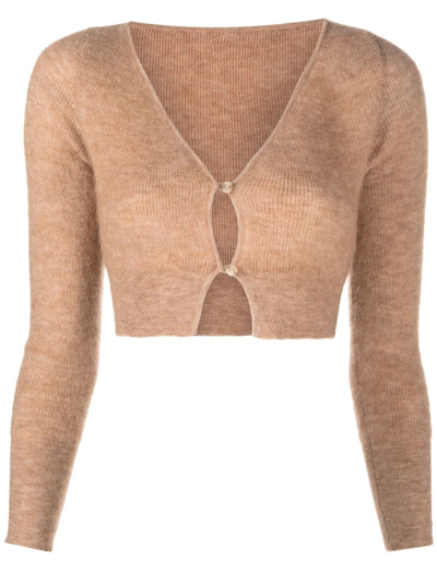 Jacquemus Brown Le Cardigan Alzou Cropped Cardigan In Light Brown