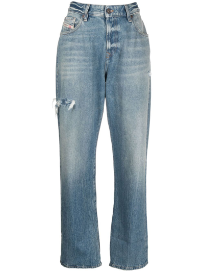 Diesel 1999 Straight-leg Distressed Jeans In Blau