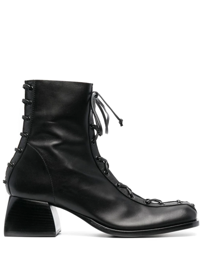 Nodaleto Ankle Lace-up Fastening 55mm Boots In Schwarz