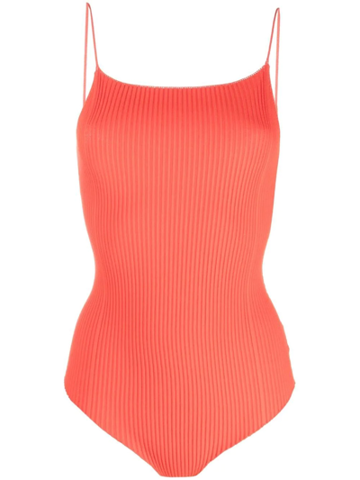 Aeron Loudre Ribbed Bodysuit In Red