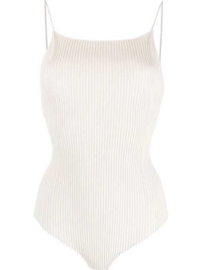 Aeron Lourde Ribbed-knit Bodysuit In Cream