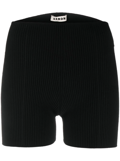 Aeron Ribbed-knit Mini Shorts In Black
